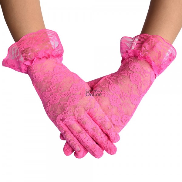 Manusi elegante din dantela MNS014LL Roz Intens scurte